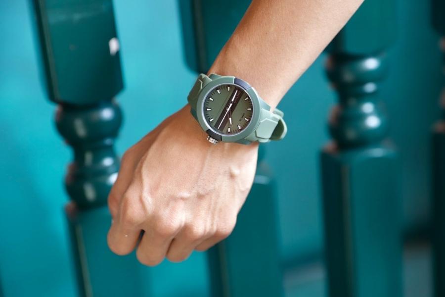 Diesel Double Up Three-Hand Green Silicone Watch
