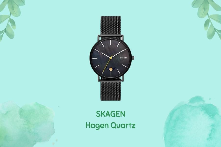 Hagen Moonphase Midnight Stainless Steel Mesh Watch